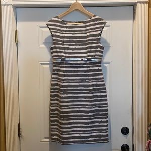 Calvin Klein grey and white striped dress